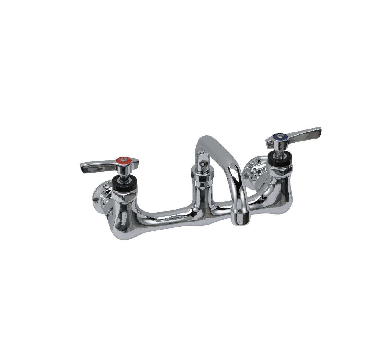 Encore® 8" OC. Brass Chrome Plated Wall Mount Faucet Ceramic Valves with 6" Swivel Spout