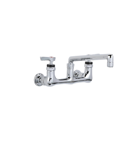 Encore® 8" OC. Brass Chrome Plated Wall Mount Faucet Ceramic Valves with 8" Swivel Cast Spout