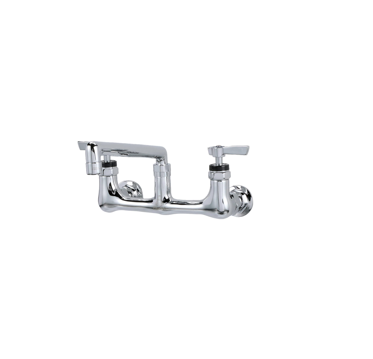 Encore® 8" OC. Brass Chrome Plated Wall Mount Faucet Ceramic Valves with 8" Swivel Cast Spout