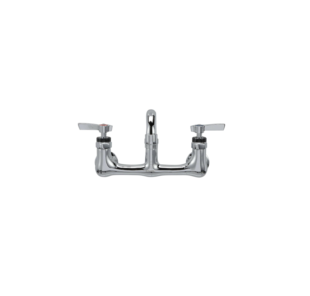 Encore® 8" OC. Brass Chrome Plated Wall Mount Faucet Ceramic Valves with 8" Swivel Spout, Lever Handles