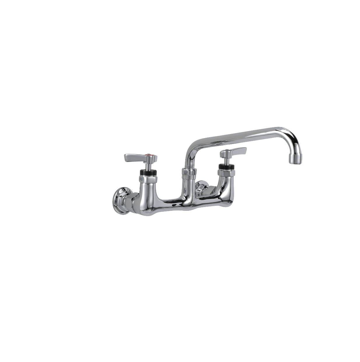 Encore® 8" OC. Brass Chrome Plated Wall Mount Faucet Ceramic Valves with 10" Swivel Spout