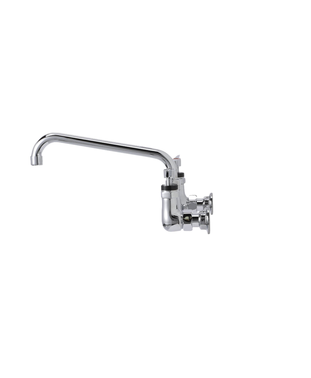 Encore® 8" OC. Brass Chrome Plated Wall Mount Faucet Ceramic Valves with 10" Swivel Spout