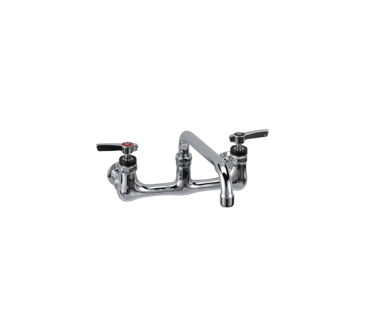Encore® 8" OC. Brass Chrome Plated Wall Mount Faucet Ceramic Valves with 10" Swivel Spout