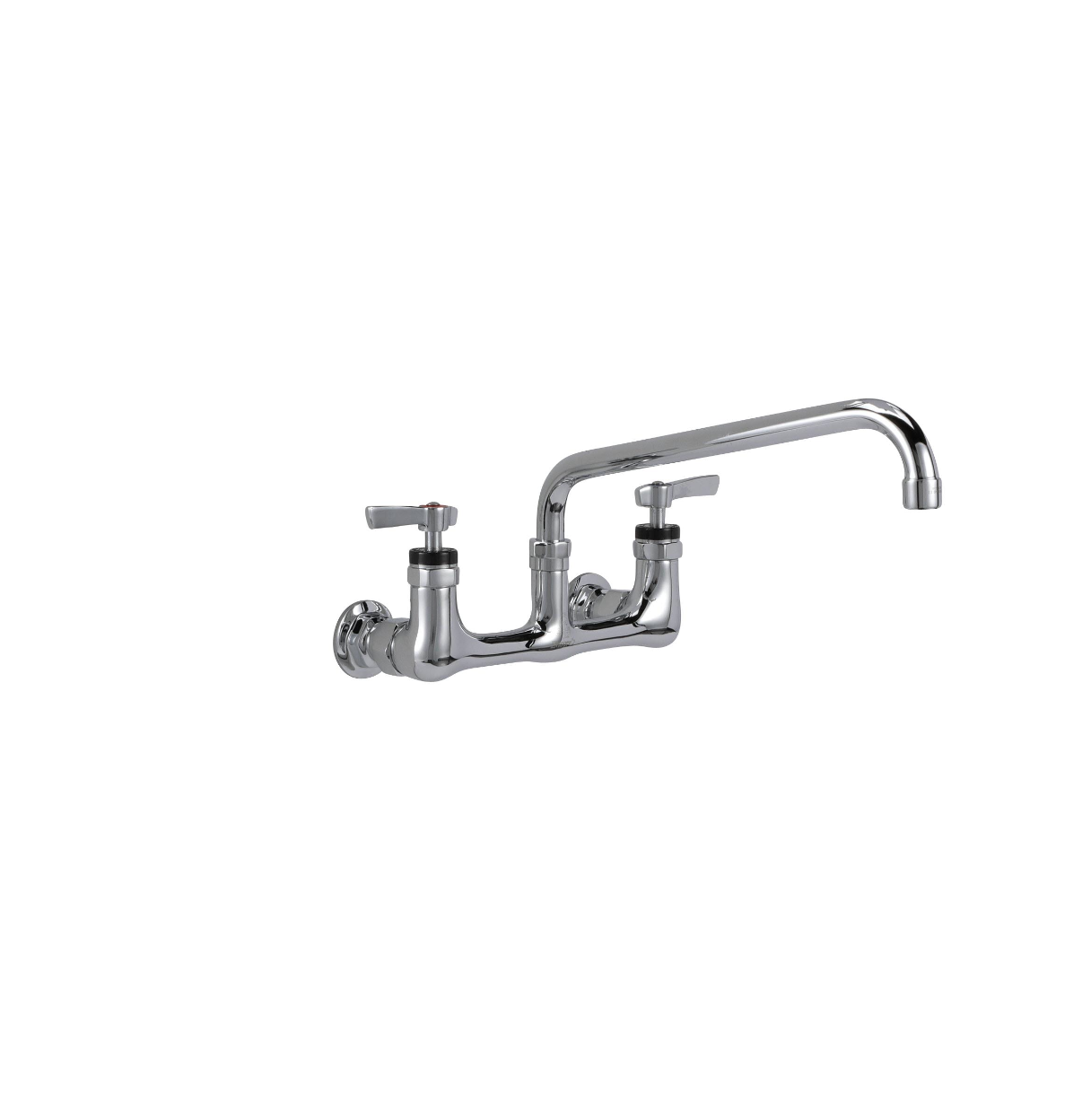 Encore® 8" OC. Brass Chrome Plated Wall Mount Faucet Ceramic Valves with 12" Swivel Spout