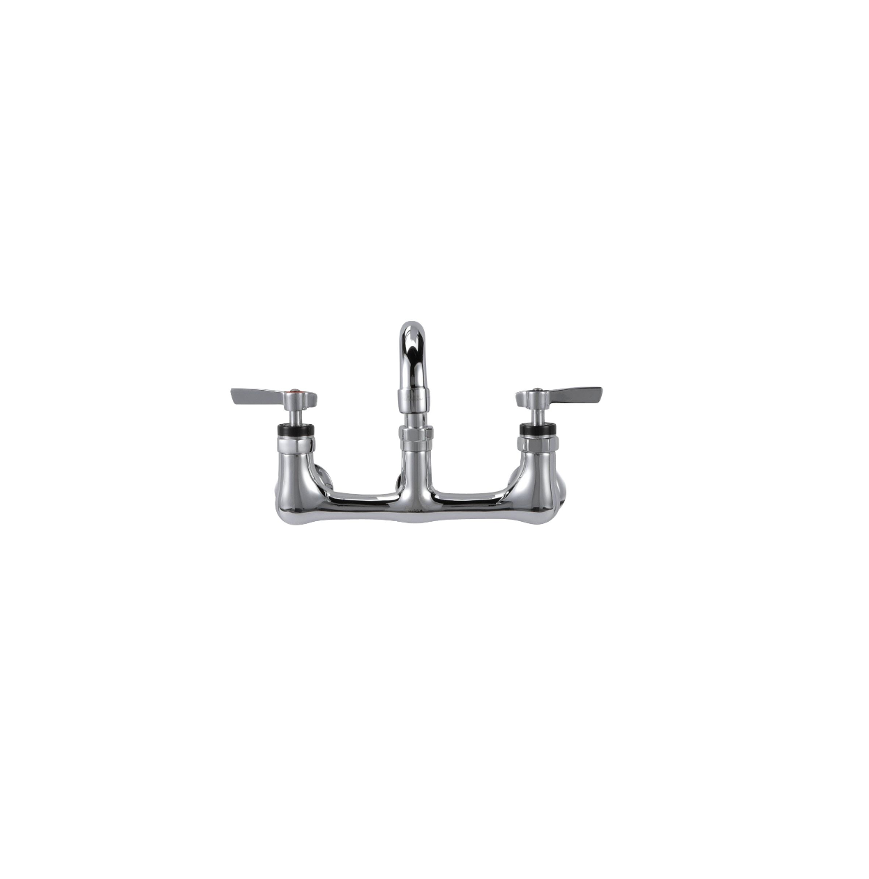 Encore® 8" OC. Brass Chrome Plated Wall Mount Faucet Ceramic Valves with 12" Swivel Spout