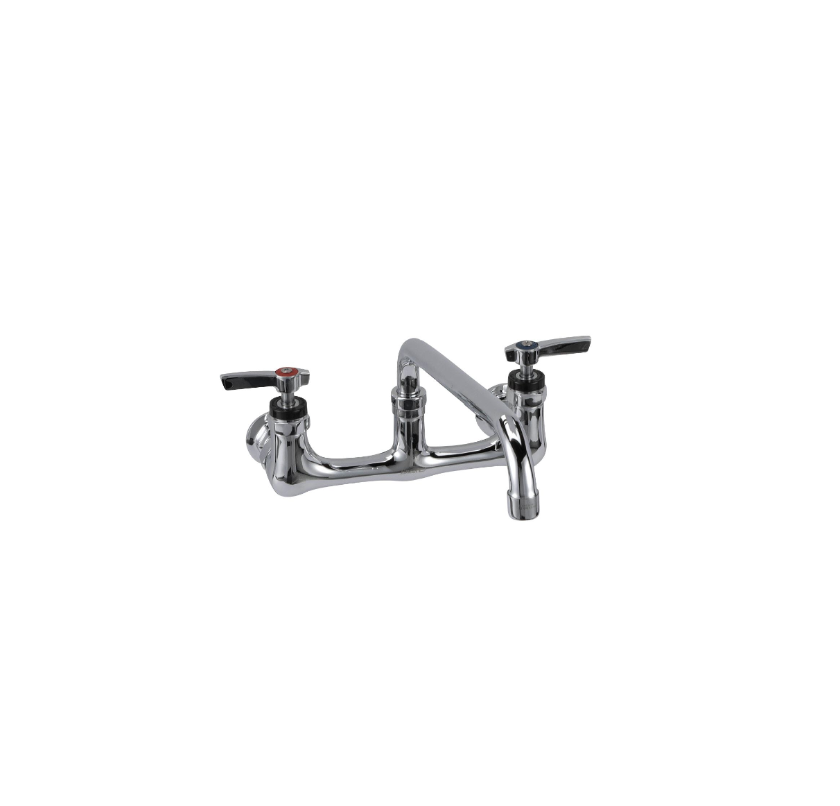 Encore® 8" OC. Brass Chrome Plated Wall Mount Faucet Ceramic Valves with 12" Swivel Spout