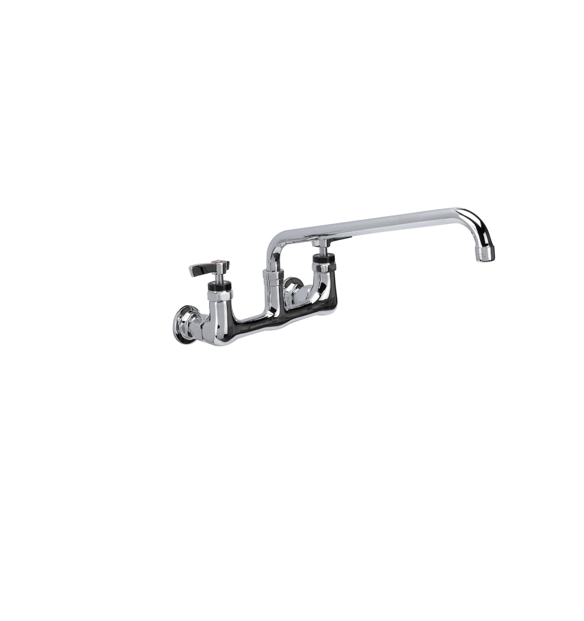 Encore® 8" OC. Brass Chrome Plated Wall Mount Faucet Ceramic Valves with 14" Swivel Spout