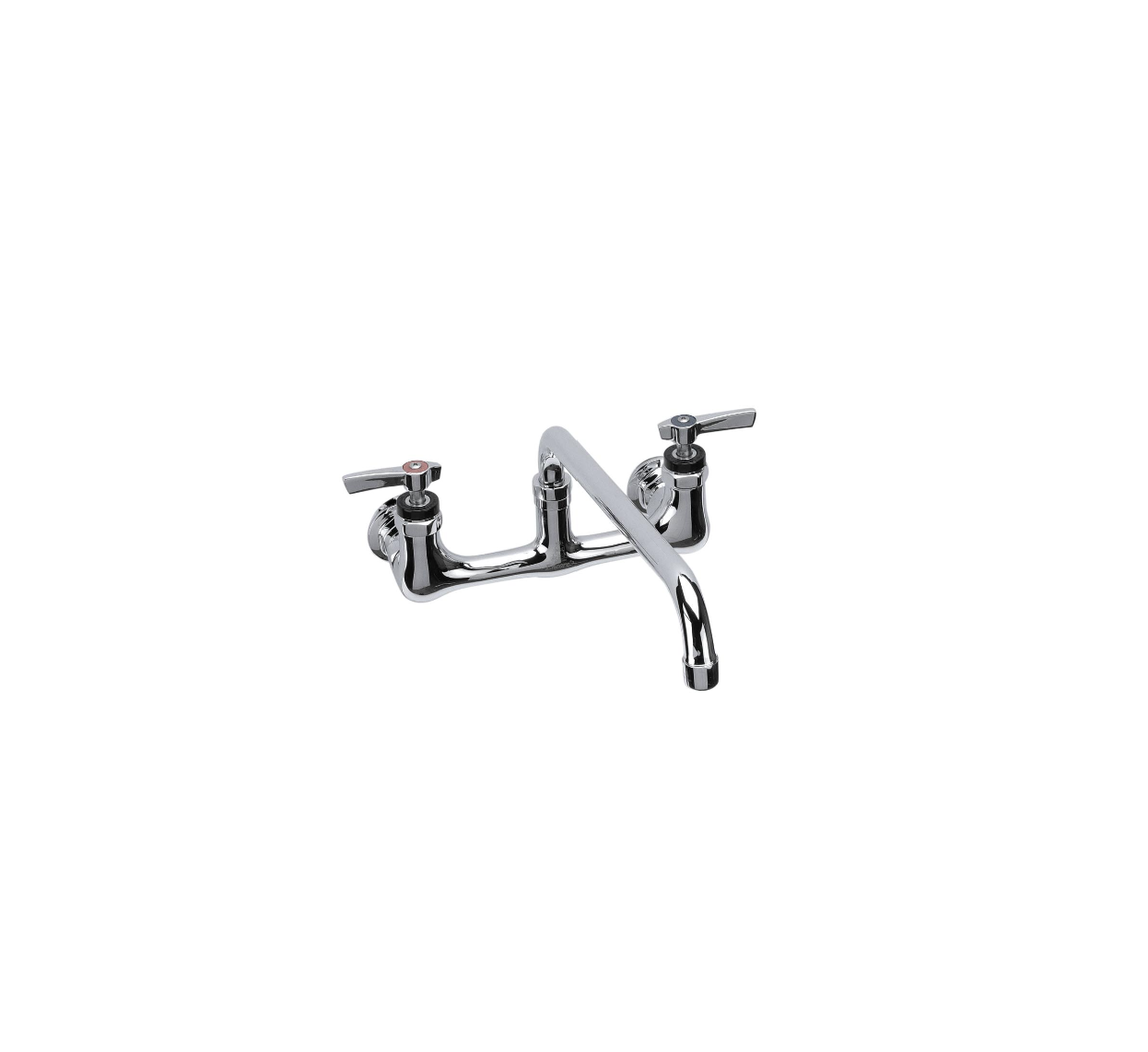 Encore® 8" OC. Brass Chrome Plated Wall Mount Faucet Ceramic Valves with 14" Swivel Spout