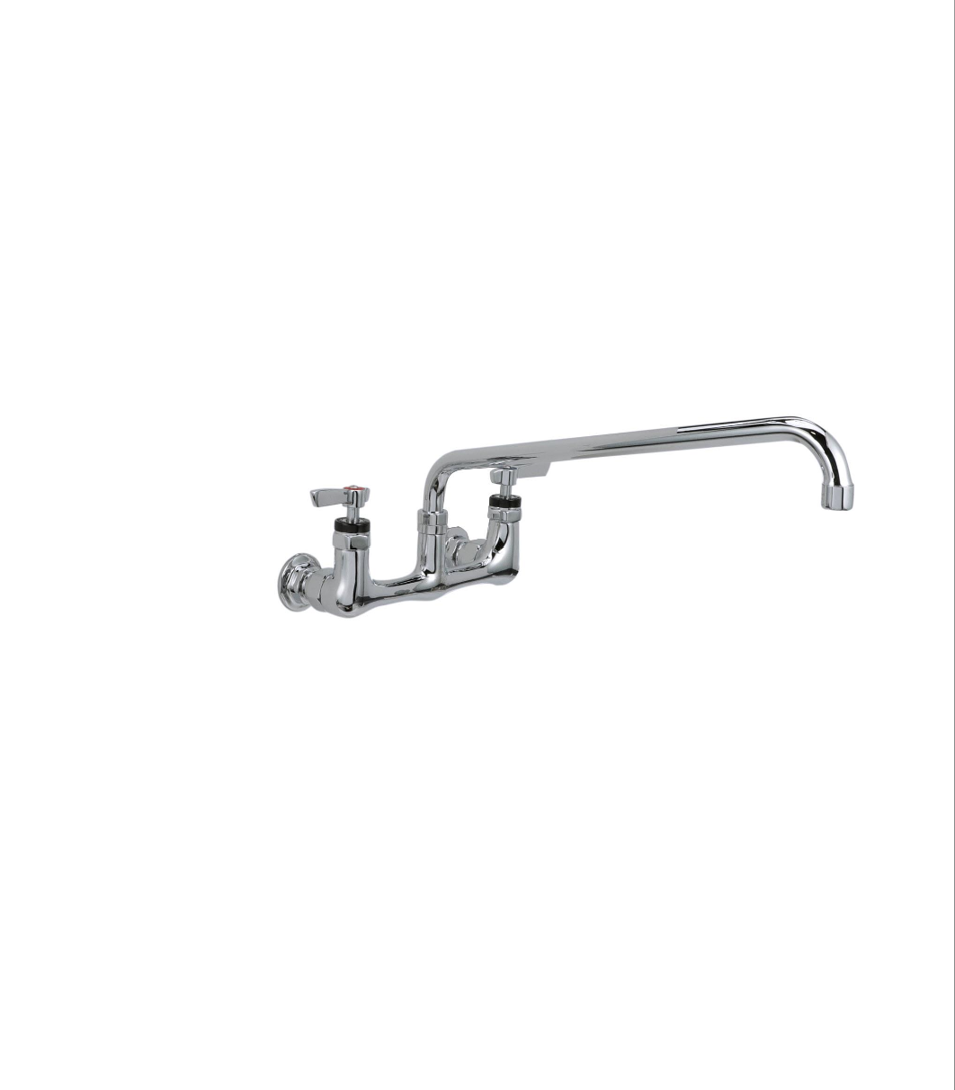 Encore® 8" OC. Brass Chrome Plated Wall Mount Faucet Ceramic Valves with 16" Swivel Spout