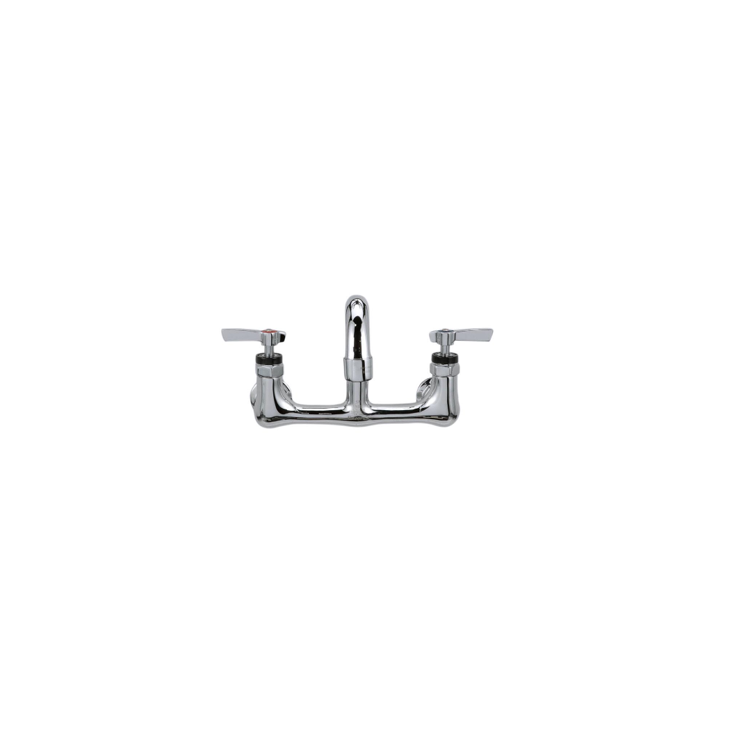 Encore® 8" OC. Brass Chrome Plated Wall Mount Faucet Ceramic Valves with 16" Swivel Spout