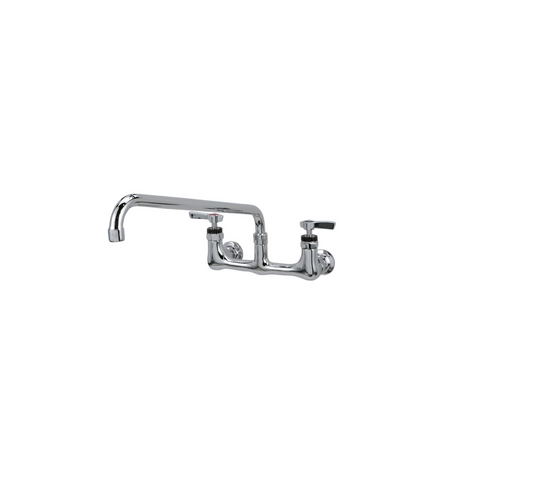 Encore® 8" OC. Brass Chrome Plated Wall Mount Faucet Ceramic Valves with 16" Swivel Spout