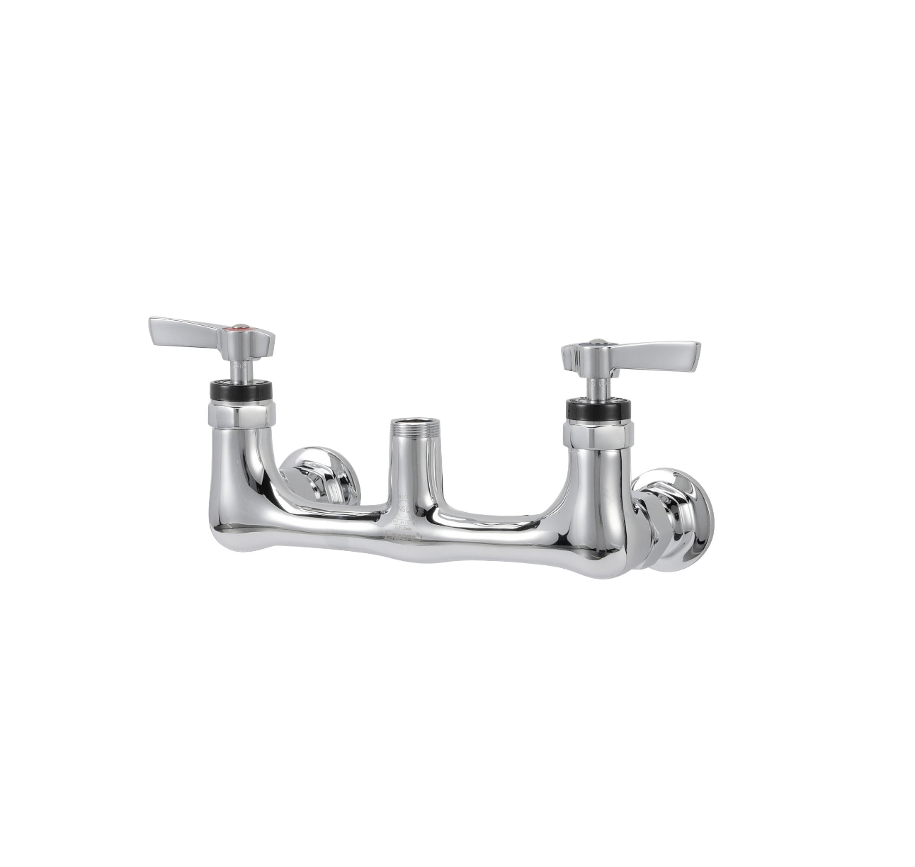 8" OC Encore Brass Chrome Plated Wall Mount Faucet Body Only for Spout