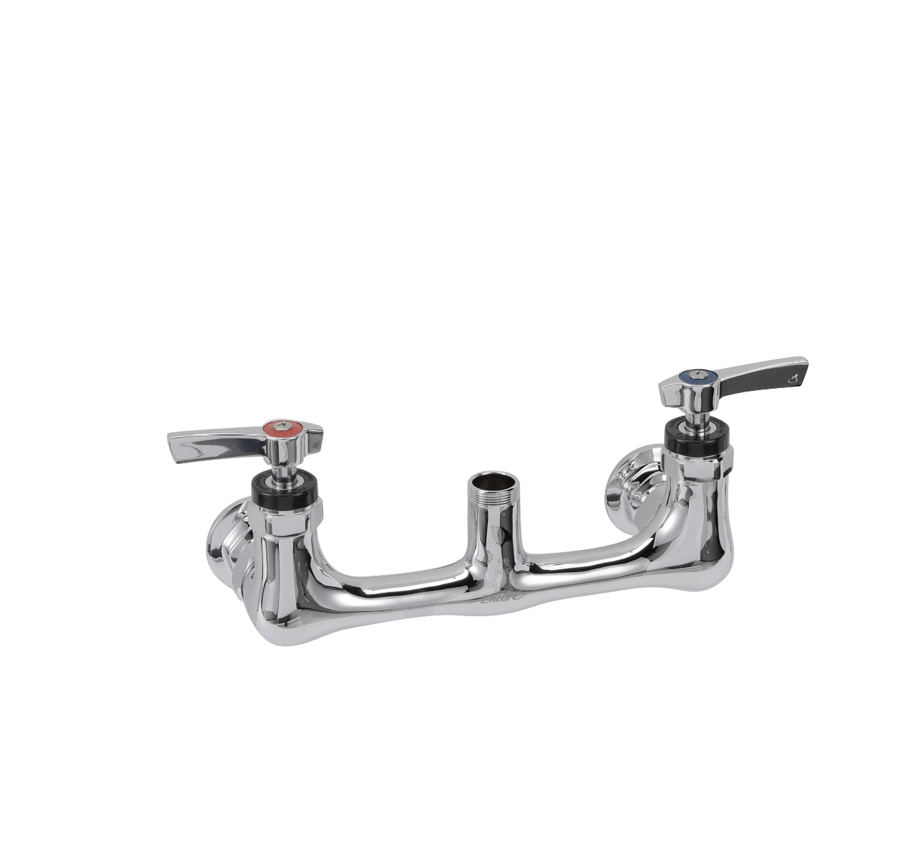 8" OC Encore Brass Chrome Plated Wall Mount Faucet Body Only for Spout