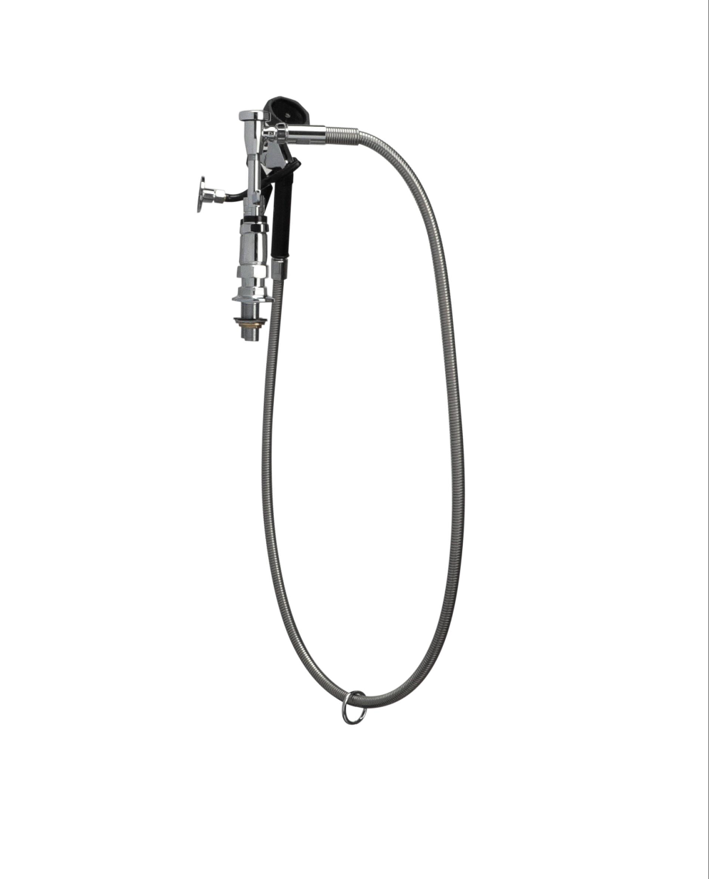 Encore® 4" OC. Brass Chrome Plated Elevated Deck Mount Utility Spray Assembly Angled Spray Head Vacuum Breaker and 72" Hose