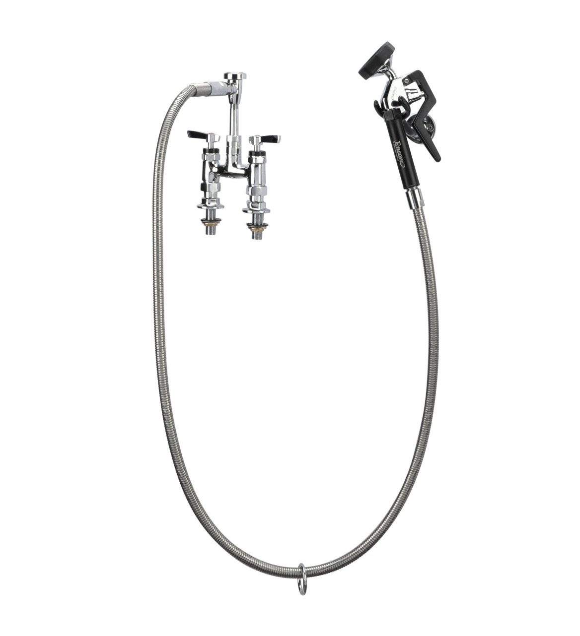 Encore® 4" OC. Brass Chrome Plated Elevated Deck Mount Utility Spray Assembly Angled Spray Head Vacuum Breaker and 72" Hose