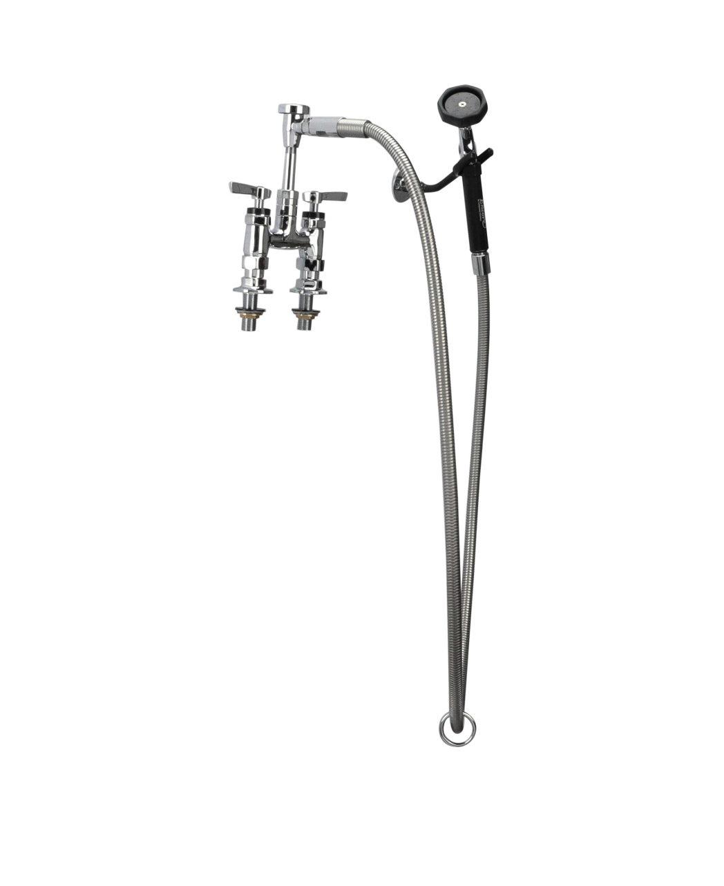 Encore® 4" OC. Brass Chrome Plated Elevated Deck Mount Utility Spray Assembly Angled Spray Head Vacuum Breaker and 72" Hose