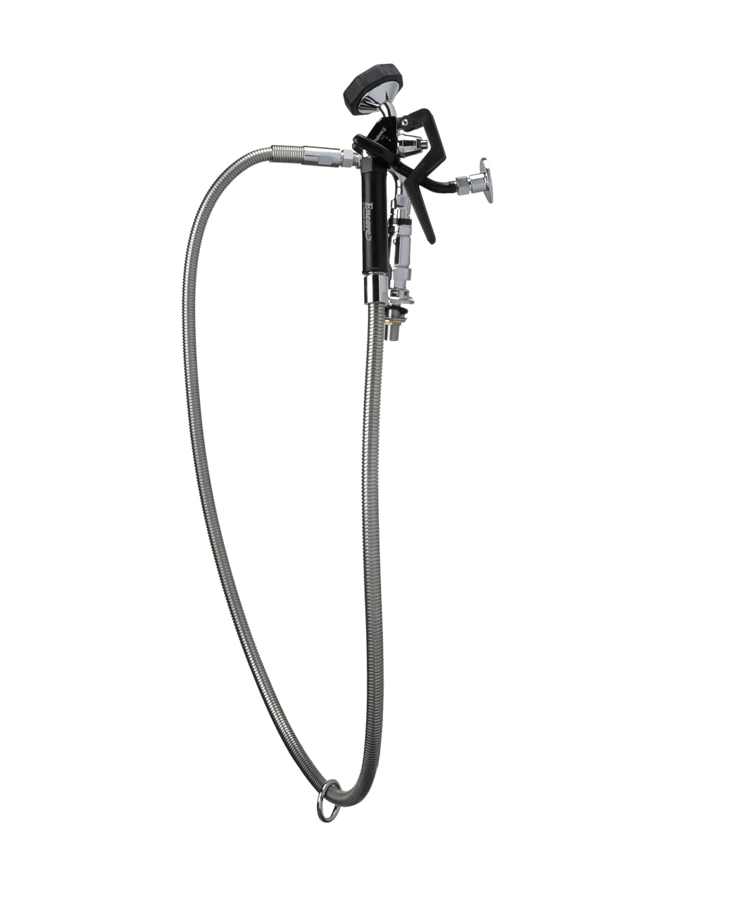 Encore® 4" OC. Brass Chrome Plated Elevated Deck Mount Utility Spray Assembly Angled Spray Head and 72" Hose, Ceramic Valves