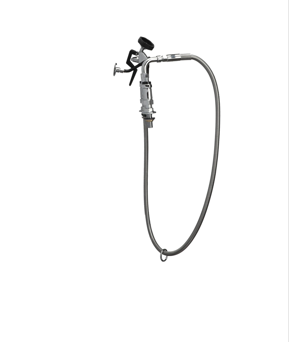 Encore® 4" OC. Brass Chrome Plated Elevated Deck Mount Utility Spray Assembly Angled Spray Head and 72" Hose, Ceramic Valves