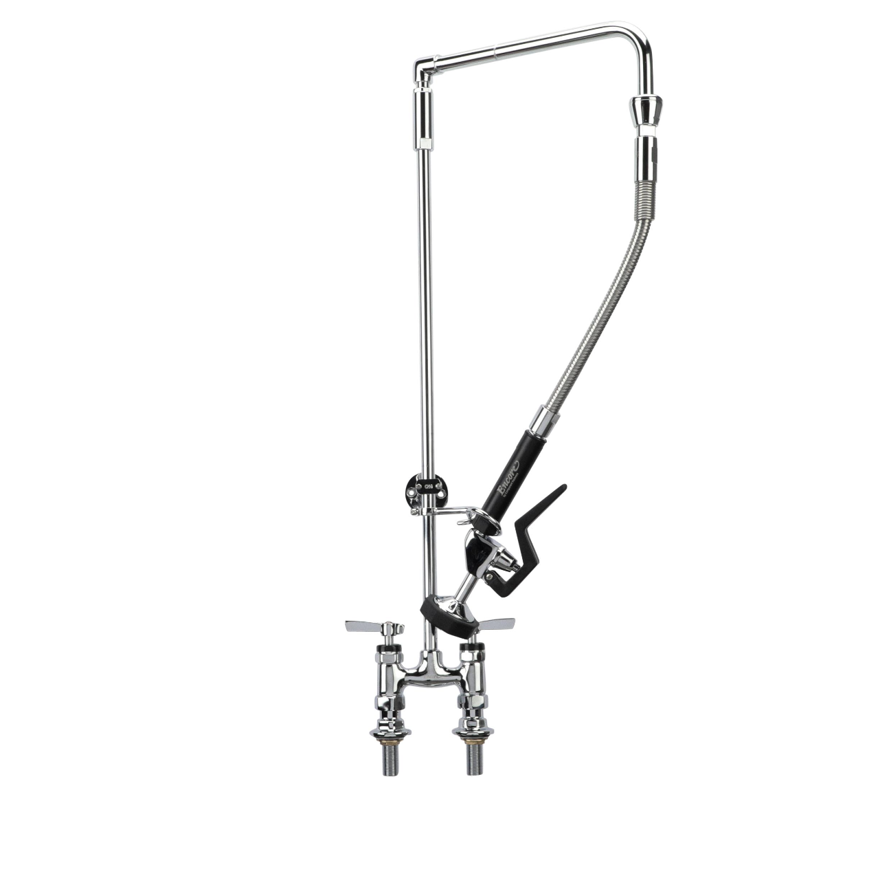 Encore® 4" OC Brass Chrome Plated Elevated Deck Mount Rigid Arm Pre-Rinse with 26" Riser