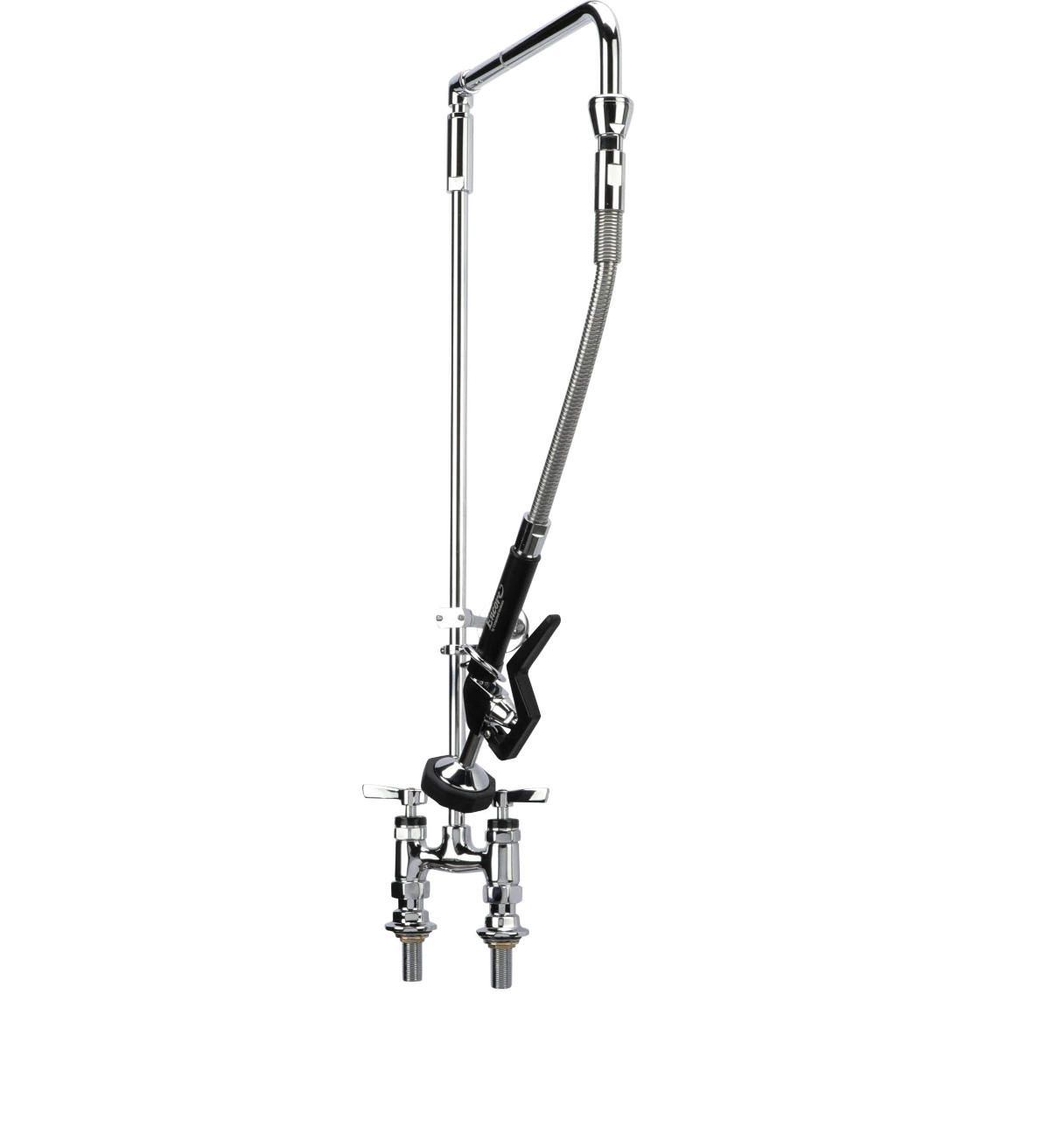 Encore® 4" OC Brass Chrome Plated Elevated Deck Mount Rigid Arm Pre-Rinse with 26" Riser