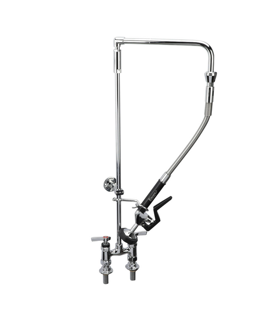Encore® 4" OC Brass Chrome Plated Elevated Deck Mount Rigid Arm Pre-Rinse with 26" Riser