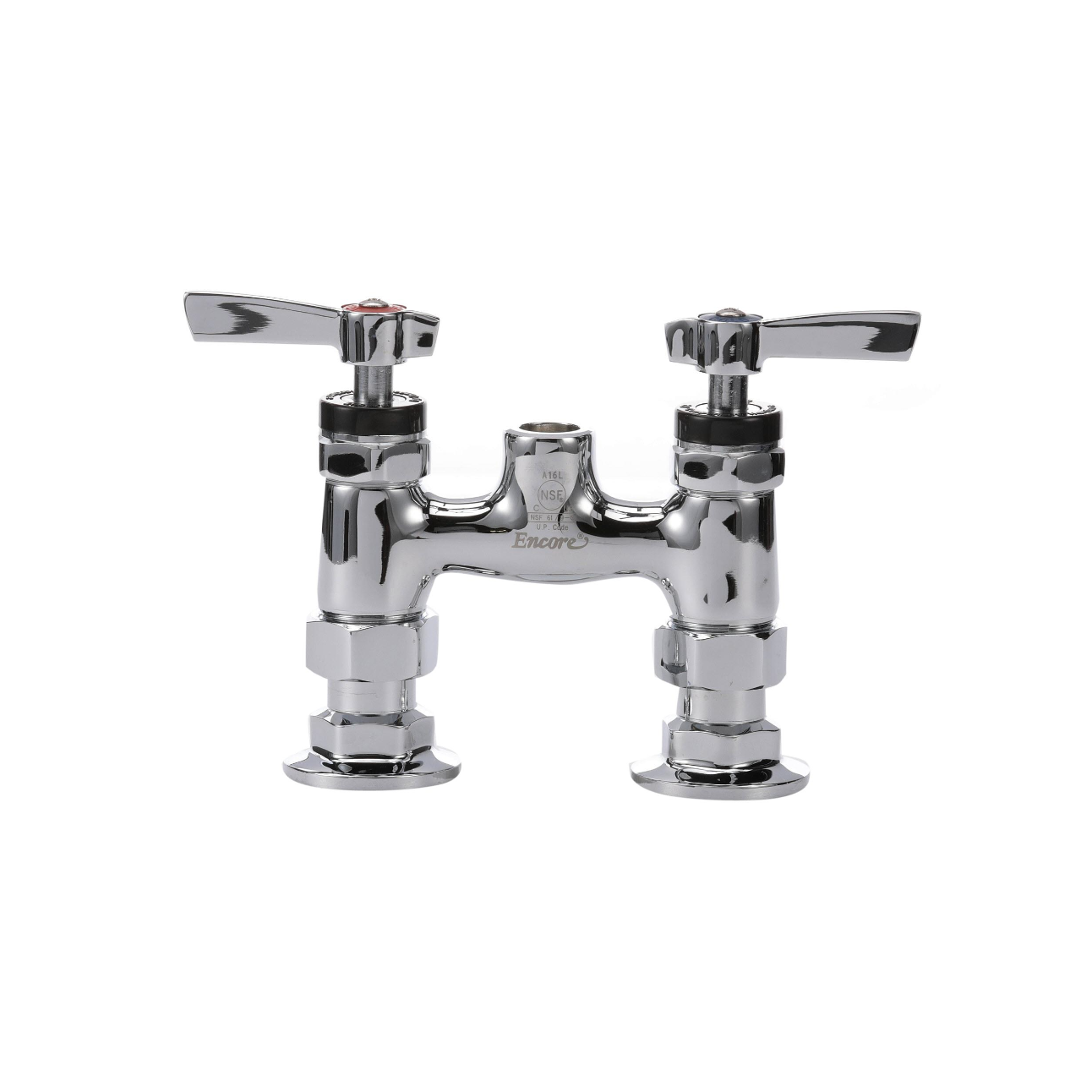 4" OC Encore Brass Chrome Plated Elevated Deck Mount Faucet (Body Only with Couplings for Pre-Rinse Riser