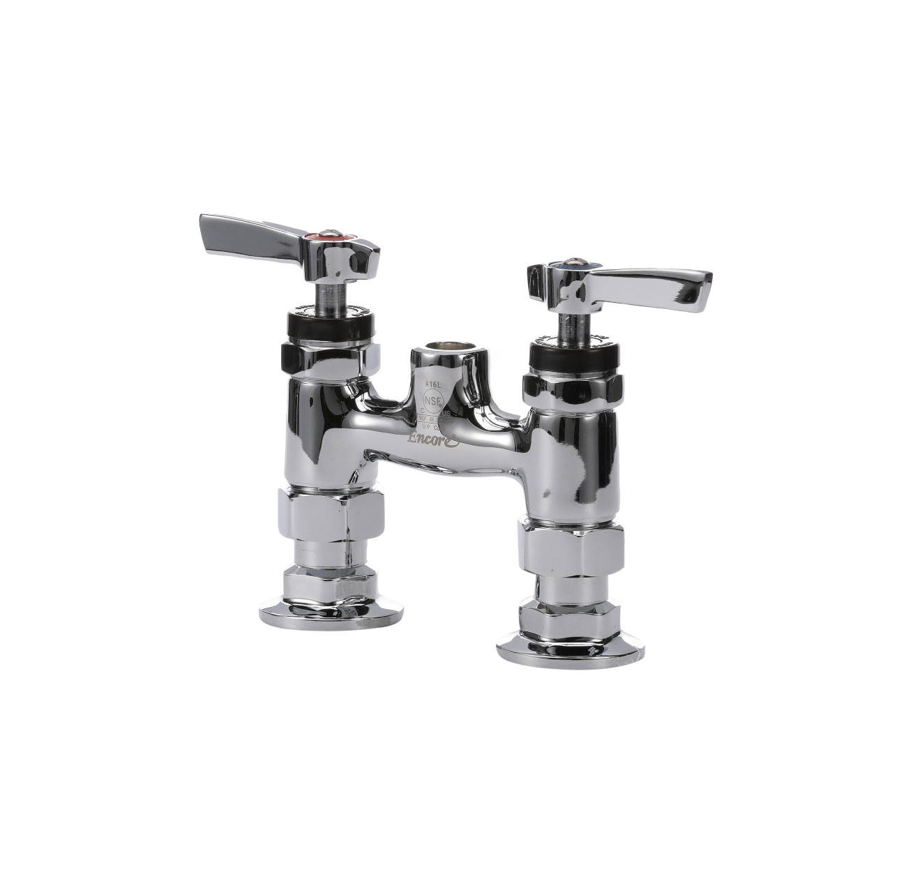 4" OC Encore Brass Chrome Plated Elevated Deck Mount Faucet (Body Only with Couplings for Pre-Rinse Riser