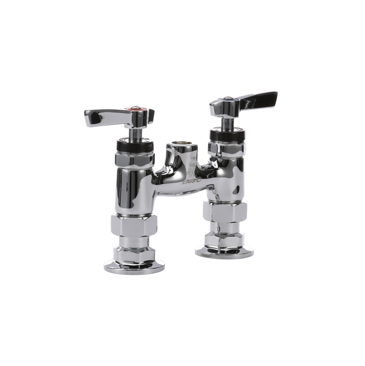 4" OC Encore Brass Chrome Plated Elevated Deck Mount Faucet (Body Only with Couplings for Pre-Rinse Riser