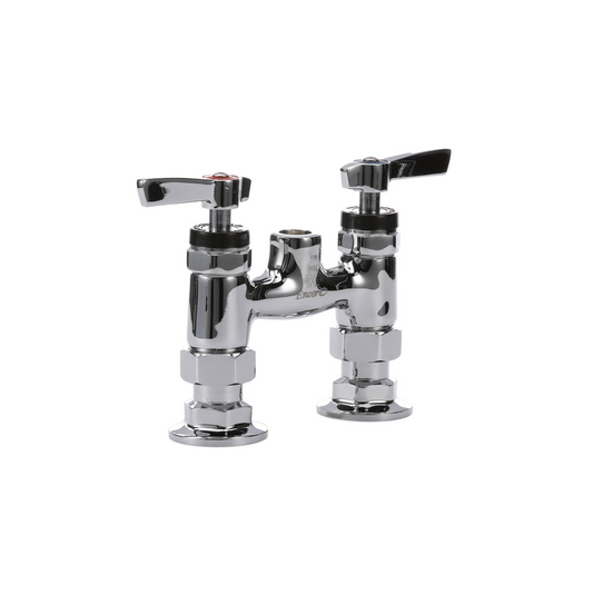 4" OC Encore Brass Chrome Plated Elevated Deck Mount Faucet (Body Only with Couplings for Pre-Rinse Riser