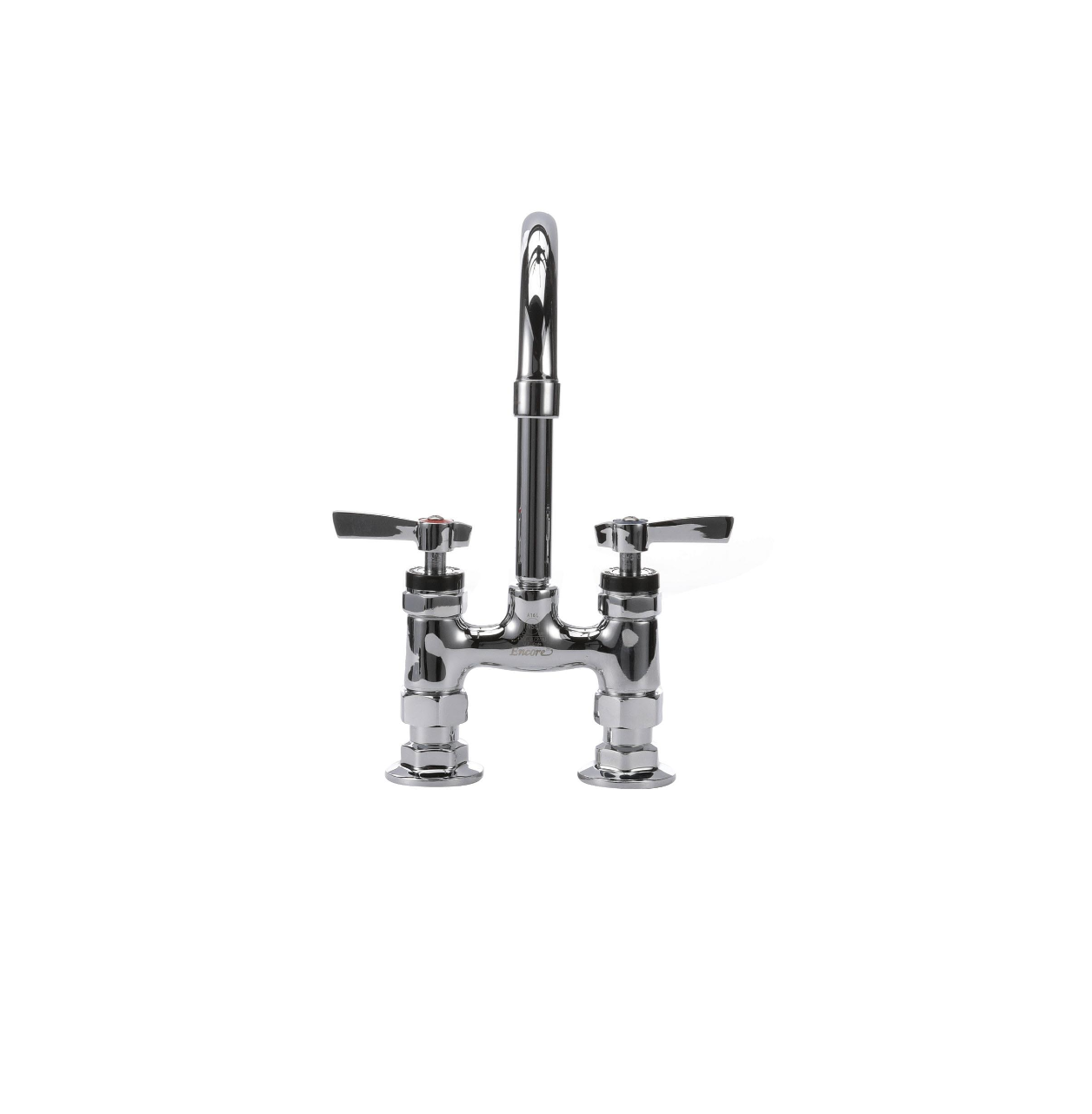 Encore® 4" OC Brass Chrome Plated Elevated Deck Mount Faucet with 6" Rigid Gooseneck Spout