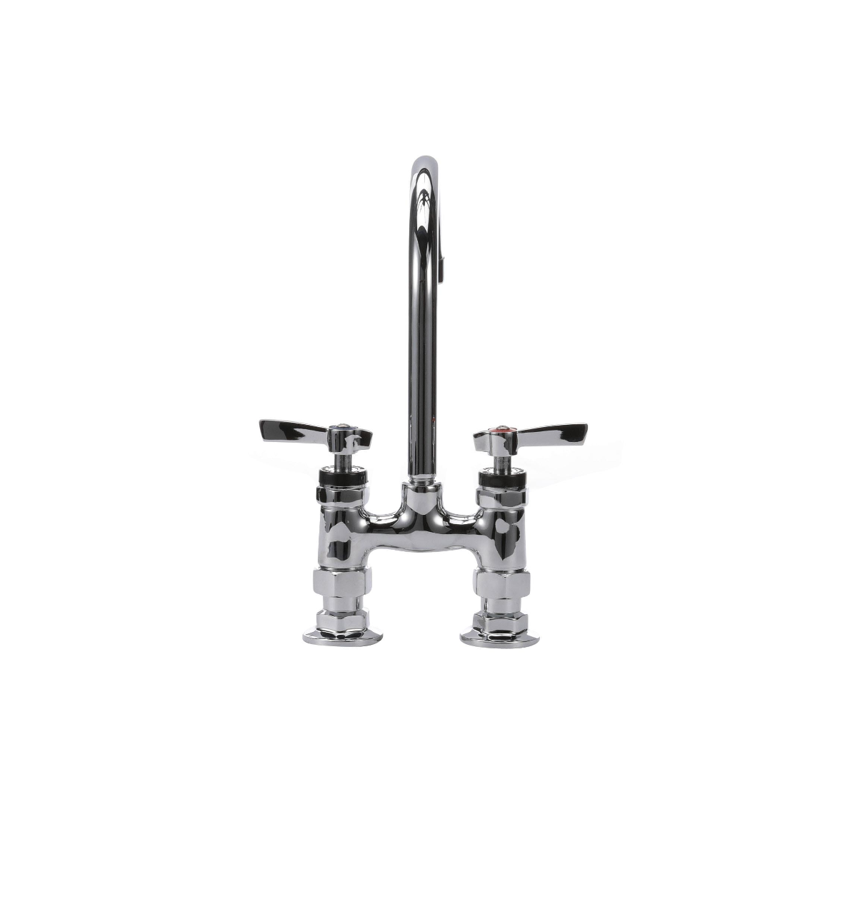 Encore® 4" OC Brass Chrome Plated Elevated Deck Mount Faucet with 6" Rigid Gooseneck Spout