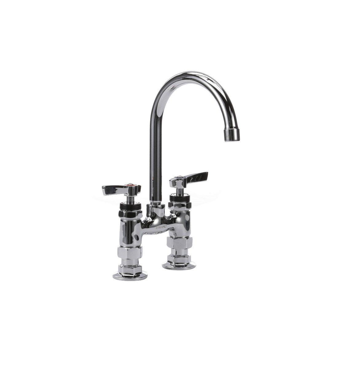 Encore® 4" OC Brass Chrome Plated Elevated Deck Mount Faucet with 6" Rigid Gooseneck Spout