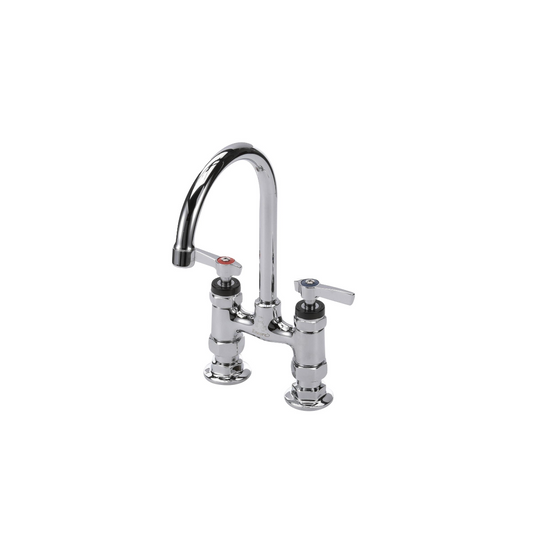 Encore® 4" OC Brass Chrome Plated Elevated Deck Mount Faucet with 6" Rigid Gooseneck Spout