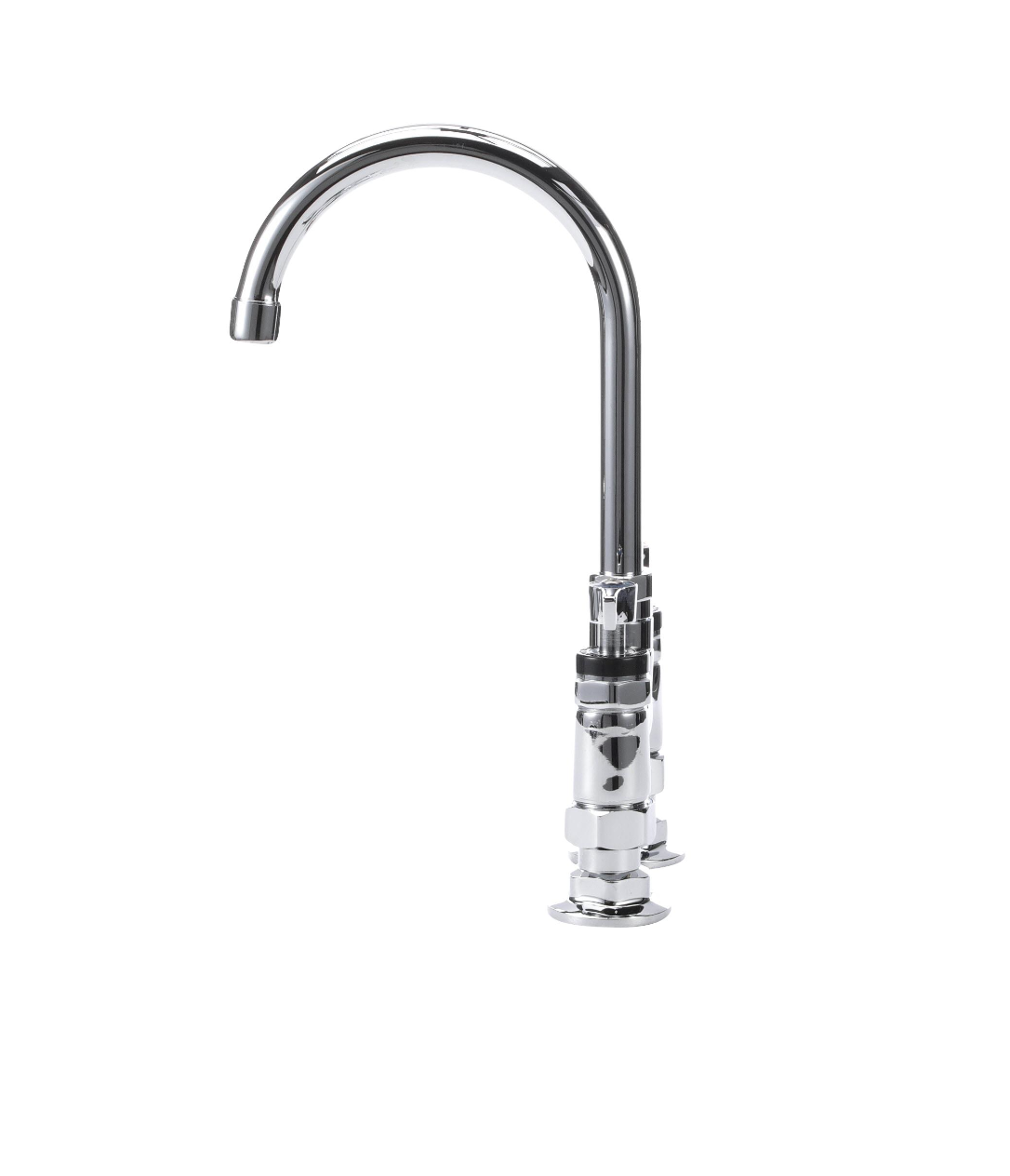 Encore® 4" OC Brass Chrome Plated Elevated Deck Mount Faucet with 6" Swivel Gooseneck Spout, Lever Handles