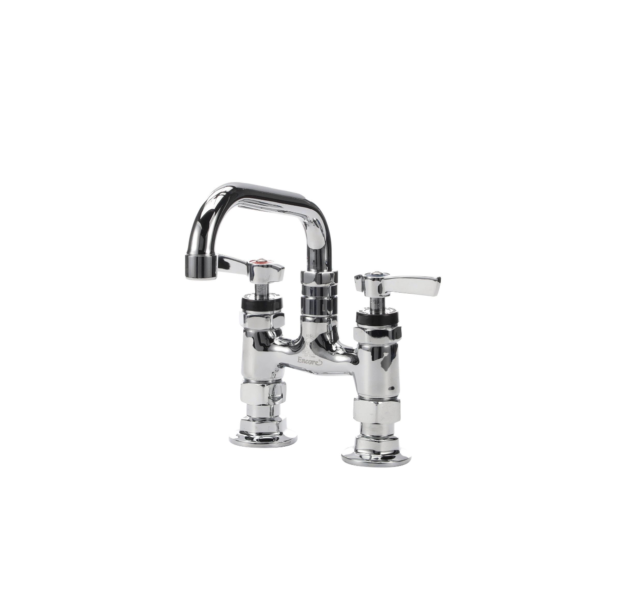 Encore® 4" OC Brass Chrome Plated Elevated Deck Mount Faucet with 6" Swivel Spout