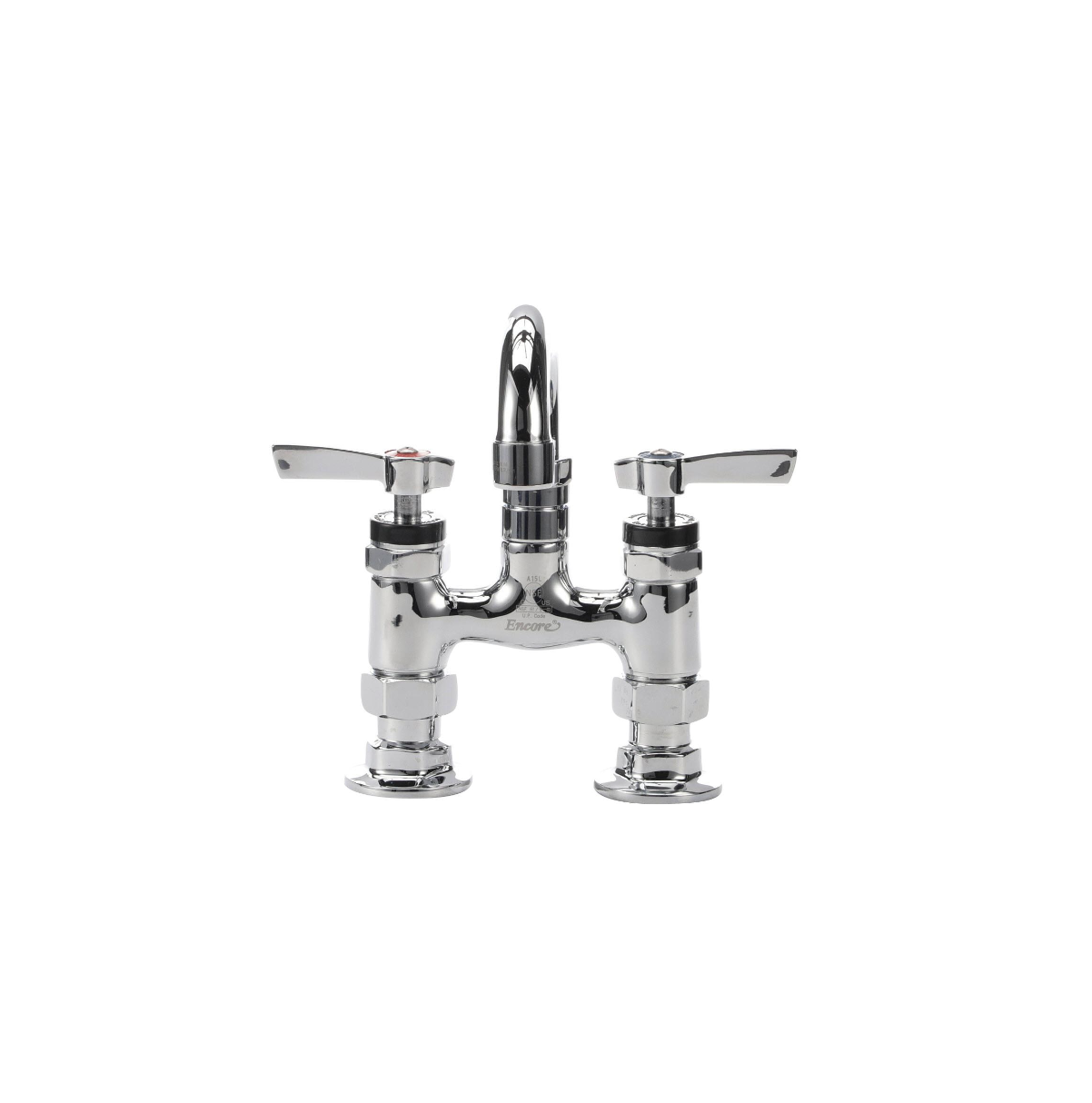 Encore® 4" OC Brass Chrome Plated Elevated Deck Mount Faucet with 6" Swivel Spout