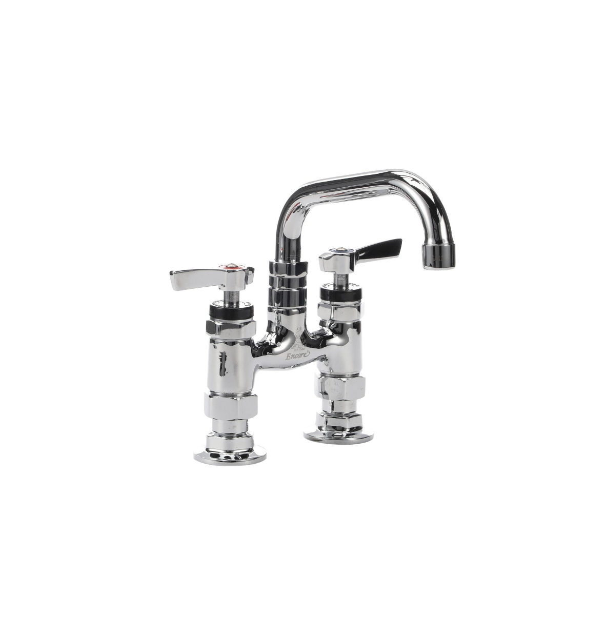 Encore® 4" OC Brass Chrome Plated Elevated Deck Mount Faucet with 6" Swivel Spout