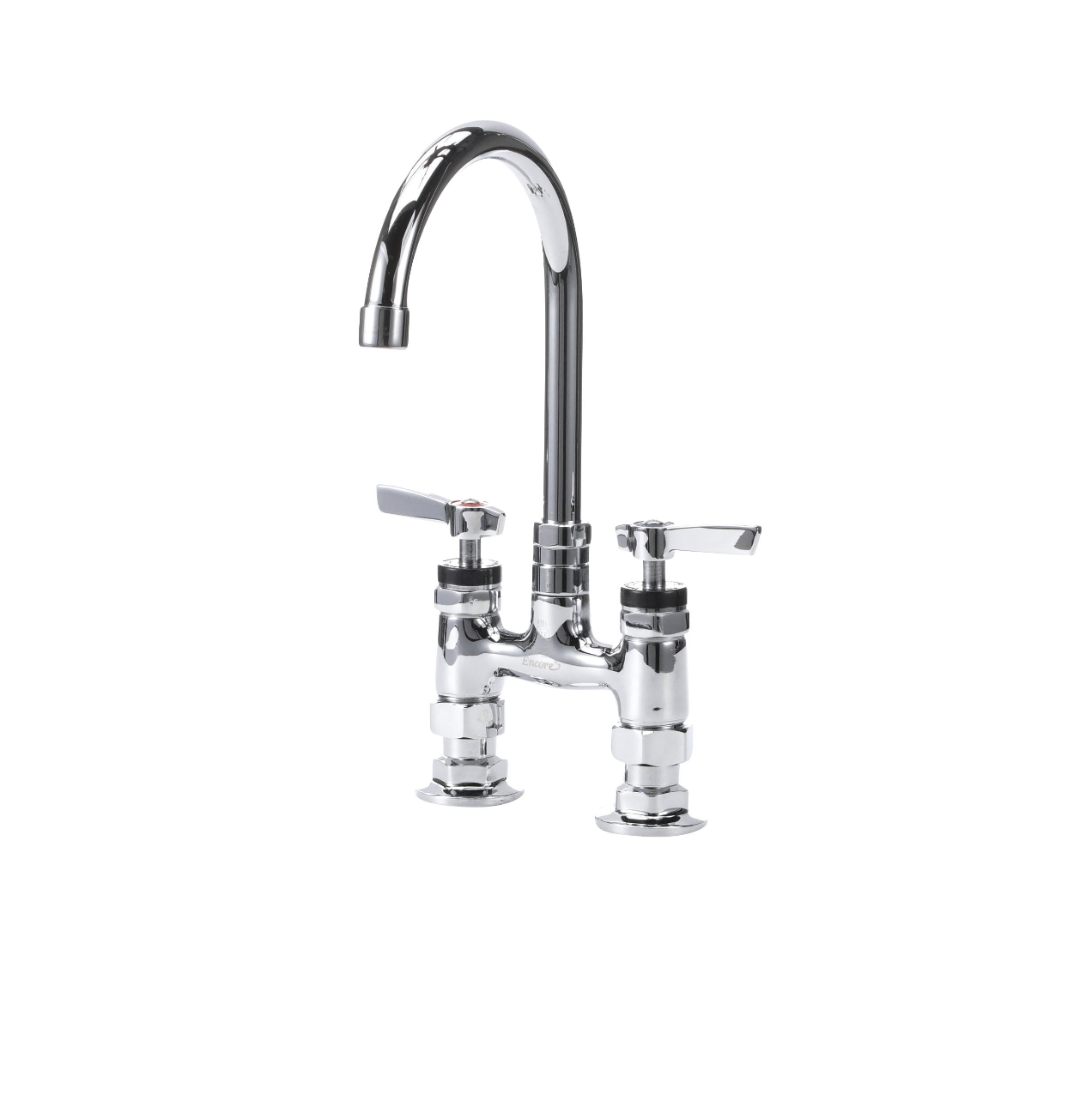 Encore® 4" OC Brass Chrome Plated Elevated Deck Mount Faucet Ceramic Valves with 6" Swivel Gooseneck Spout