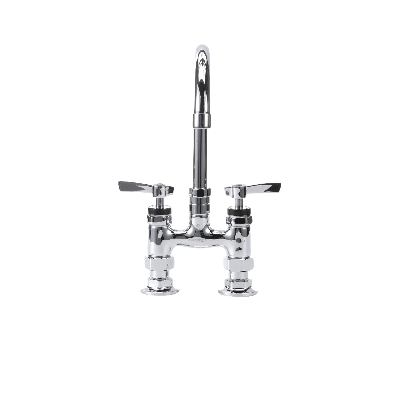 Encore® 4" OC Brass Chrome Plated Elevated Deck Mount Faucet Ceramic Valves with 6" Swivel Gooseneck Spout