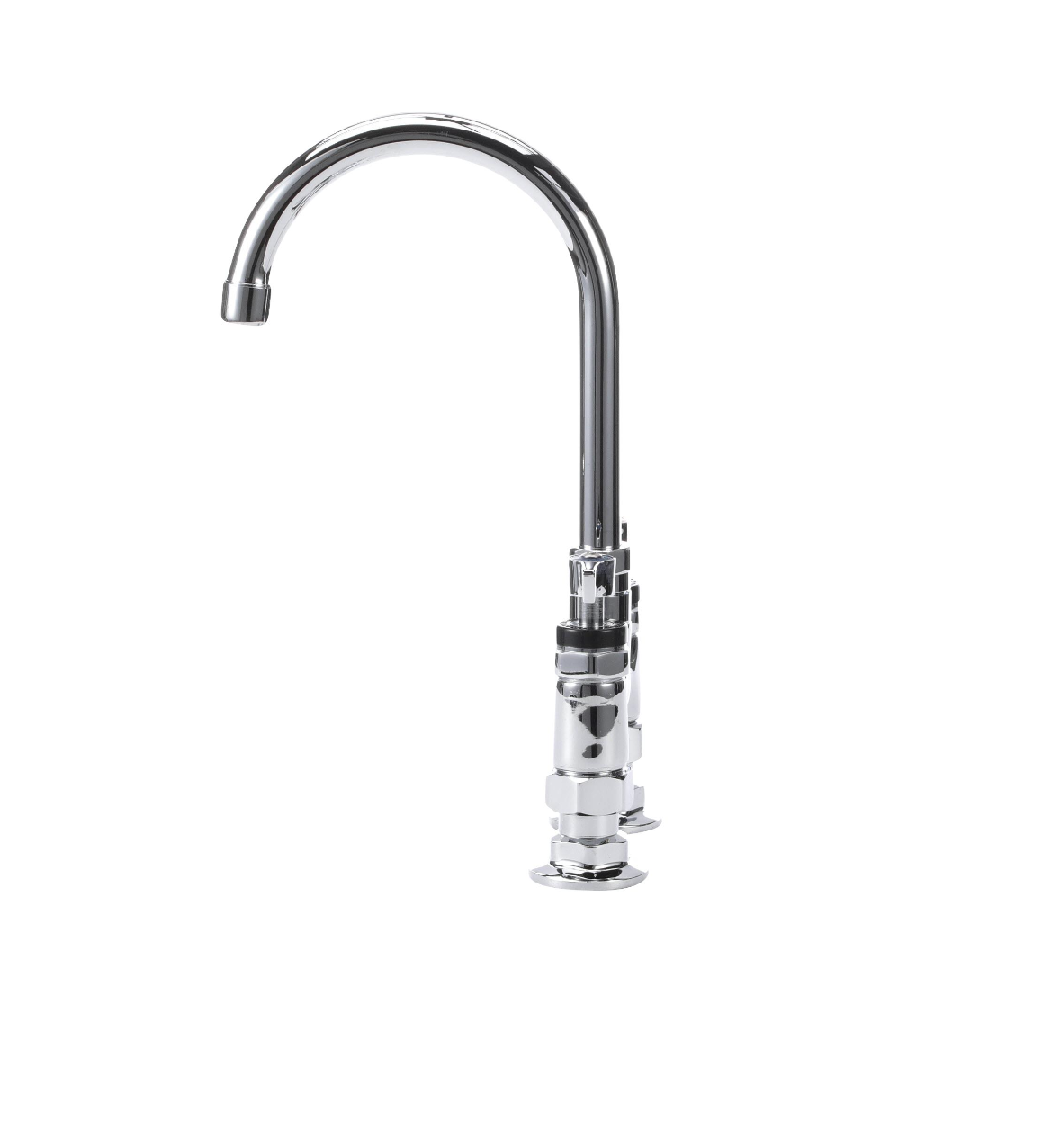Encore® 4" OC Brass Chrome Plated Elevated Deck Mount Faucet Ceramic Valves with 6" Swivel Gooseneck Spout