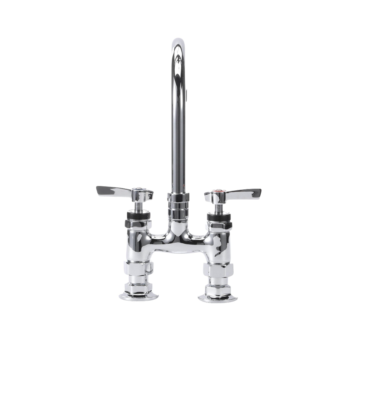 Encore® 4" OC Brass Chrome Plated Elevated Deck Mount Faucet Ceramic Valves with 6" Swivel Gooseneck Spout