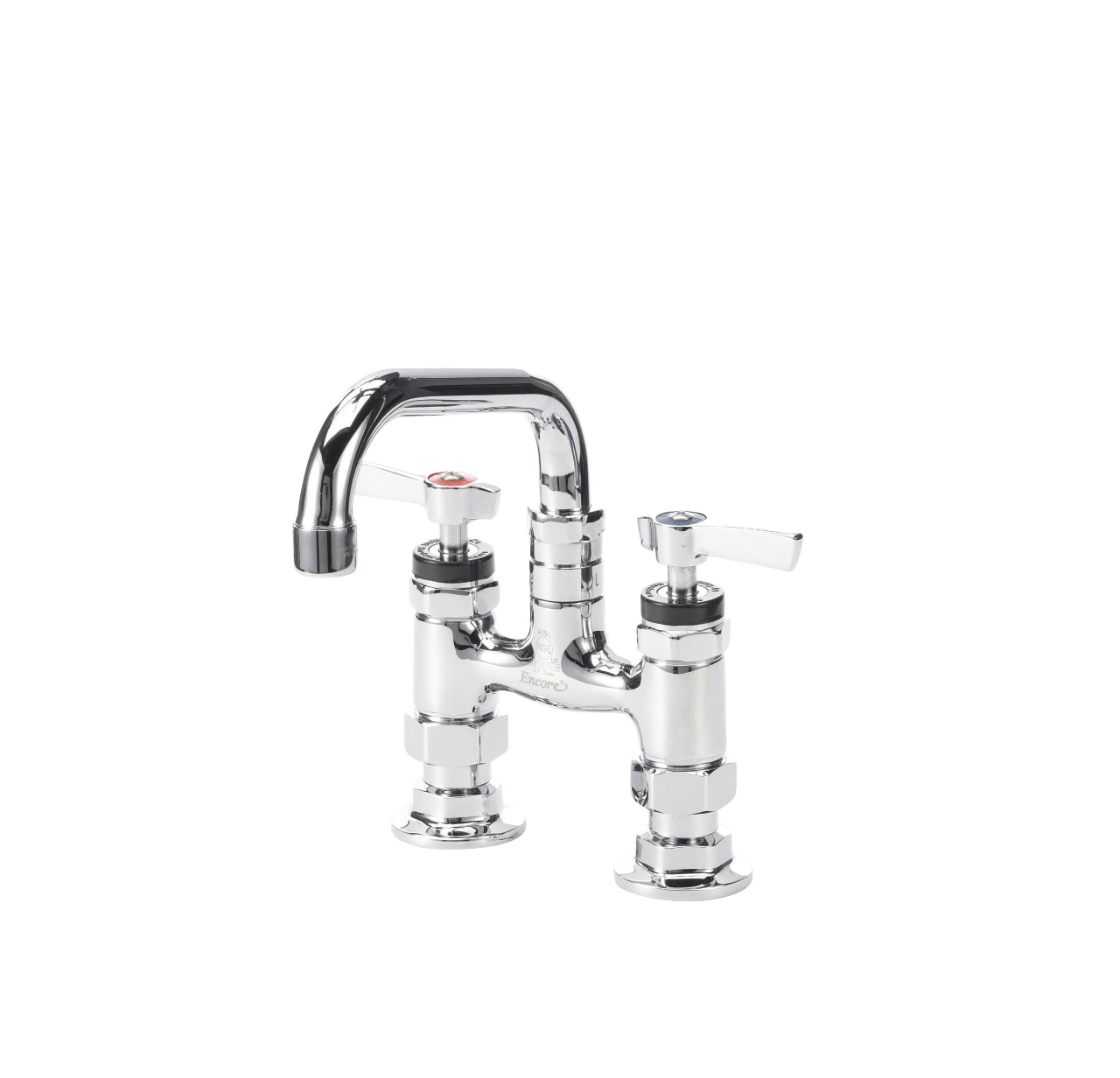 Encore® 4" OC Brass Chrome Plated Elevated Deck Mount Faucet Ceramic Valves with 6" Swivel Spout