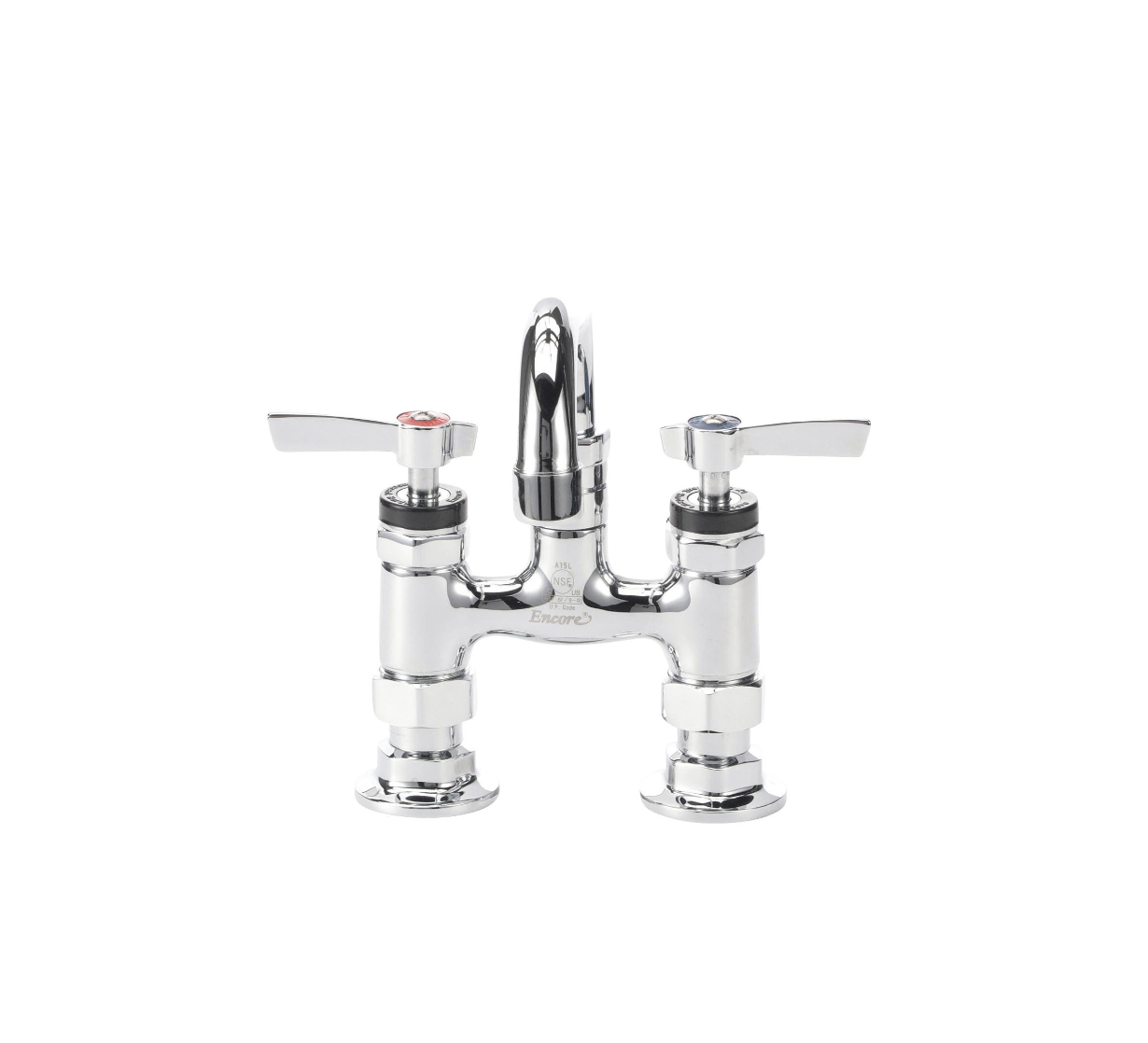 Encore® 4" OC Brass Chrome Plated Elevated Deck Mount Faucet Ceramic Valves with 6" Swivel Spout