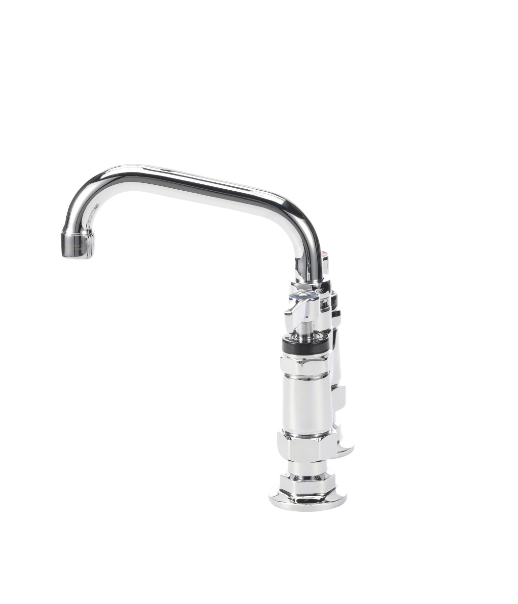 Encore® 4" OC Brass Chrome Plated Elevated Deck Mount Faucet Ceramic Valves with 6" Swivel Spout