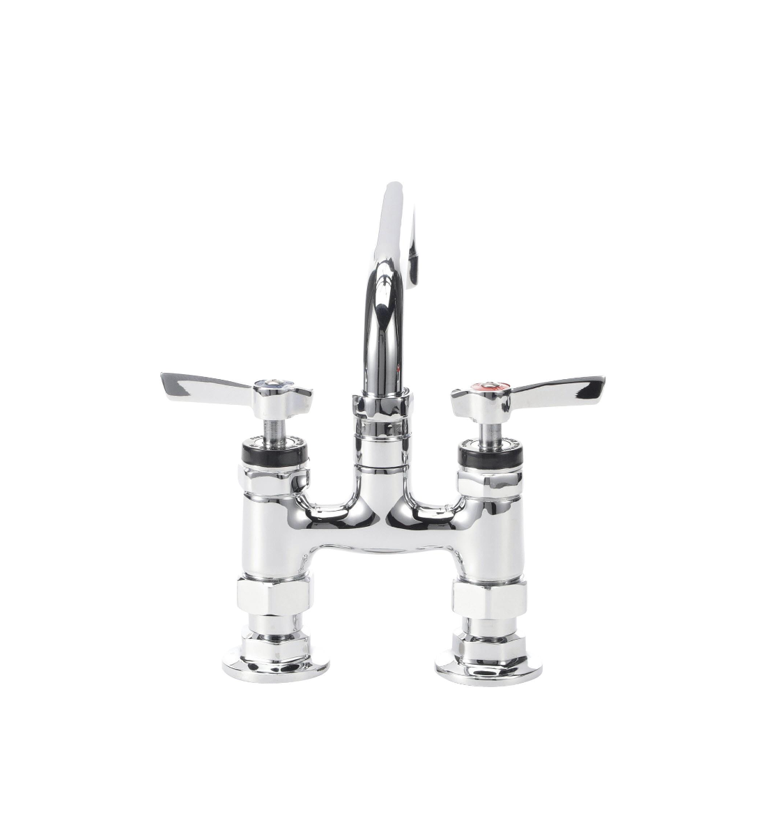 Encore® 4" OC Brass Chrome Plated Elevated Deck Mount Faucet Ceramic Valves with 6" Swivel Spout