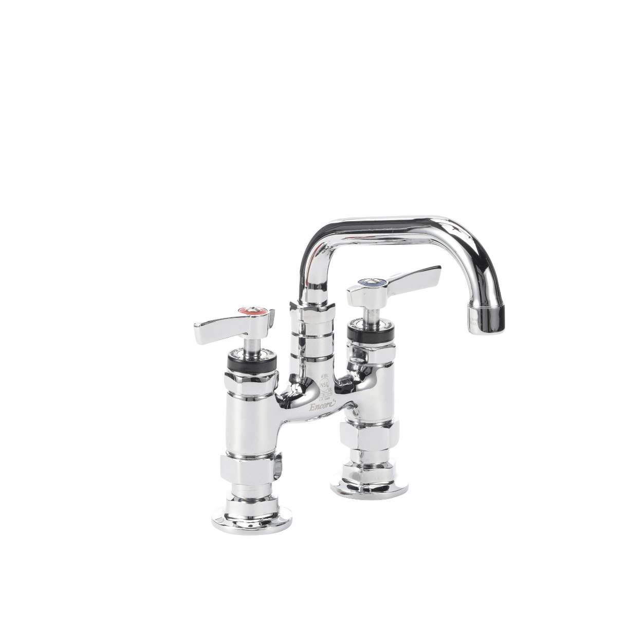 Encore® 4" OC Brass Chrome Plated Elevated Deck Mount Faucet Ceramic Valves with 6" Swivel Spout