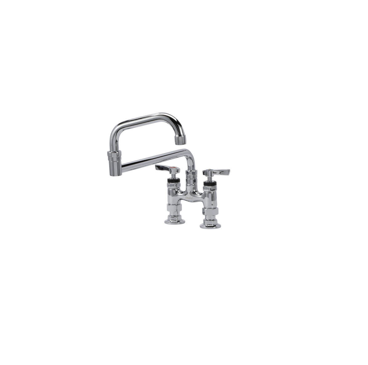 Encore® 4" OC Brass Chrome Plated Elevated Deck Mount Faucet Ceramic Valves with 18" Double Jointed Swivel Spout