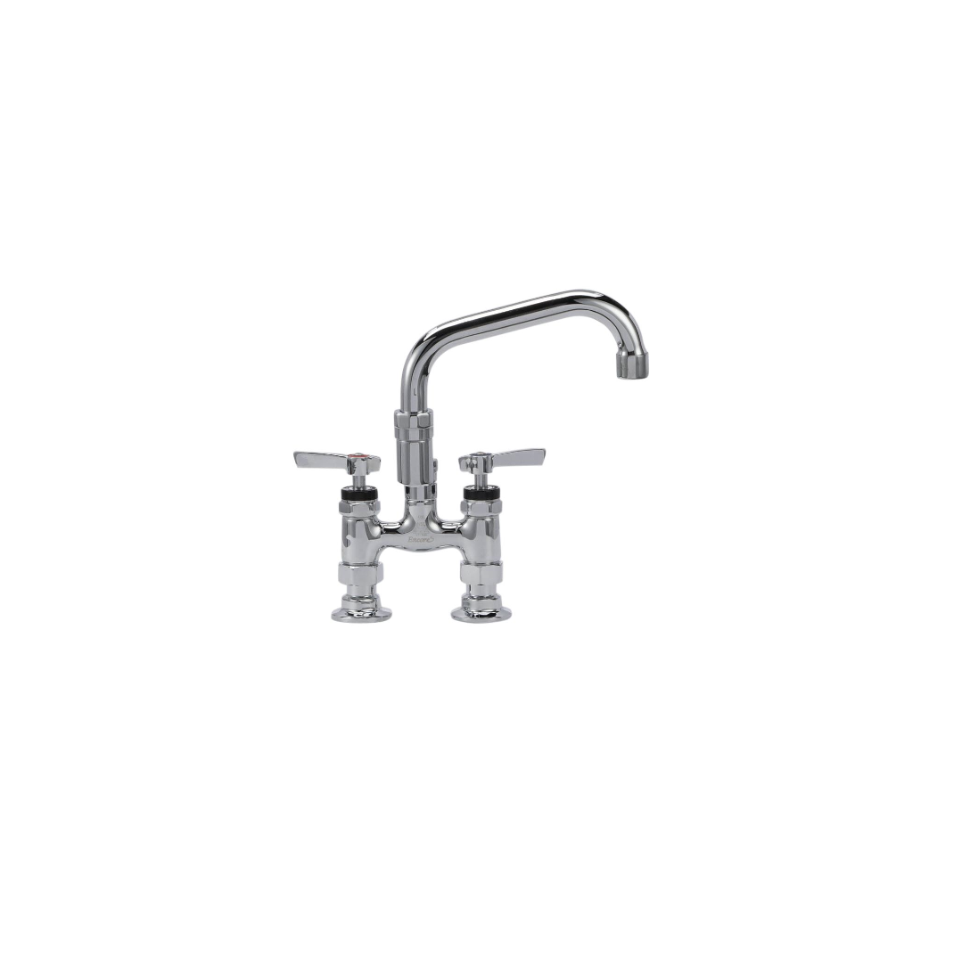 Encore® 4" OC Brass Chrome Plated Elevated Deck Mount Faucet Ceramic Valves with 18" Double Jointed Swivel Spout