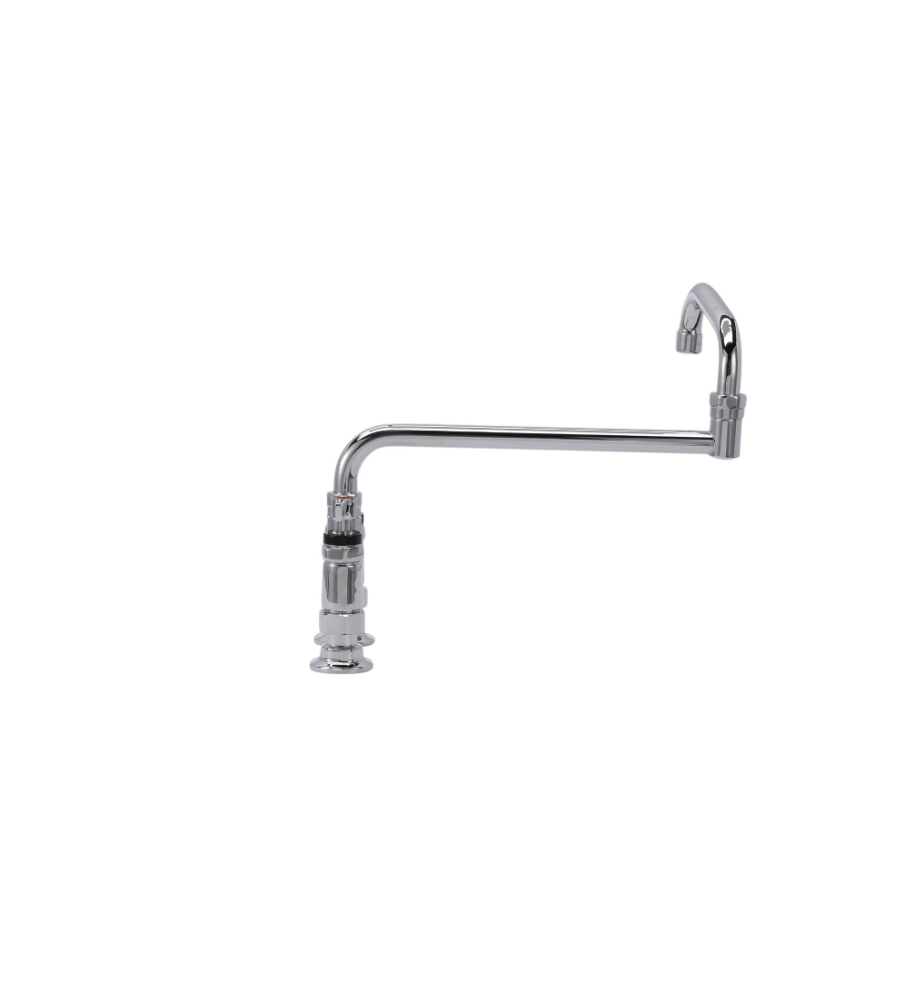 Encore® 4" OC Brass Chrome Plated Elevated Deck Mount Faucet Ceramic Valves with 18" Double Jointed Swivel Spout