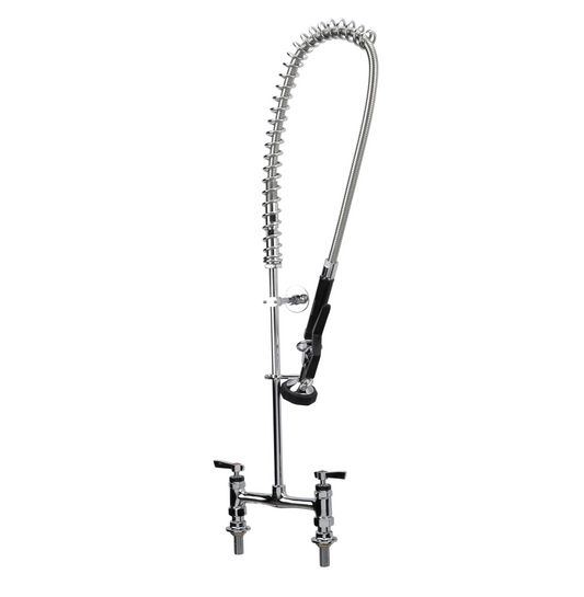 Encore® 8" OC Brass Chrome Plated Deck Mount Pre-Rinse Ceramic Valves with Wall Bracket